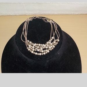 Vtg 4 Strand Beaded Sterling Silver Bracelet